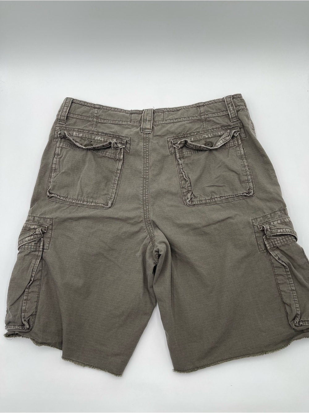 Y2K American Eagle Cargo Shorts Men's Size 34 Olive Green Regular Casual Cotton - Picture 4 of 12